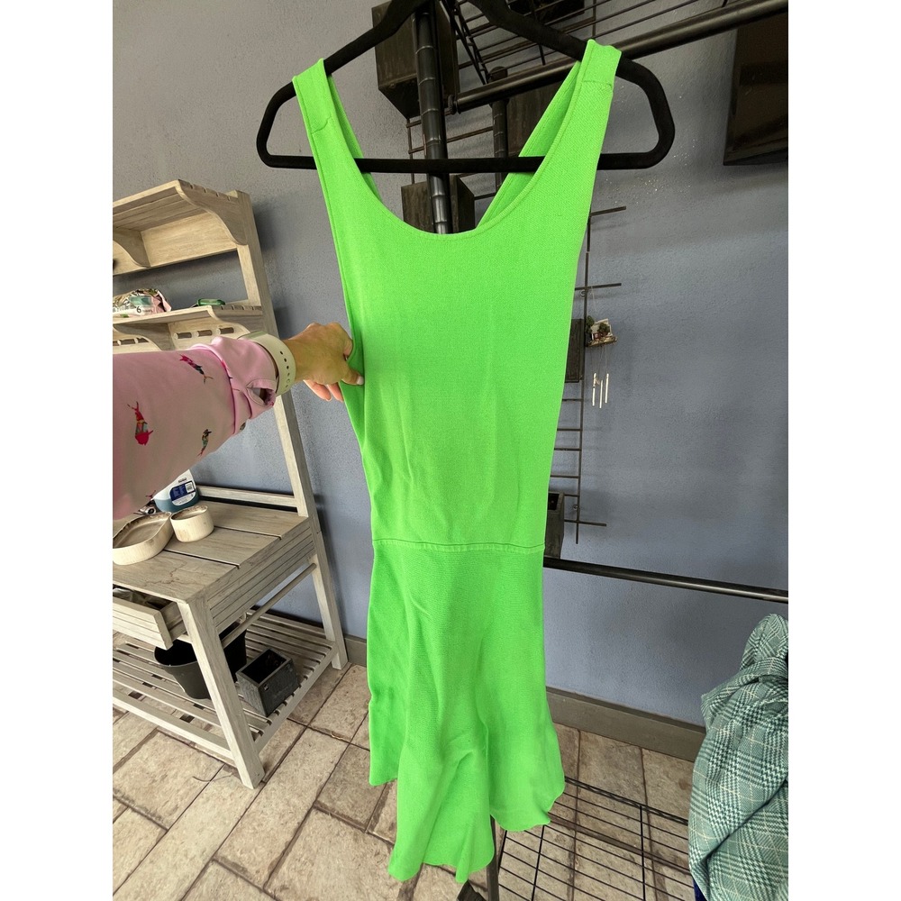 NY&Co 7th Avenue Green Cross Back Fit Flare Dress Boho Summer Party Large